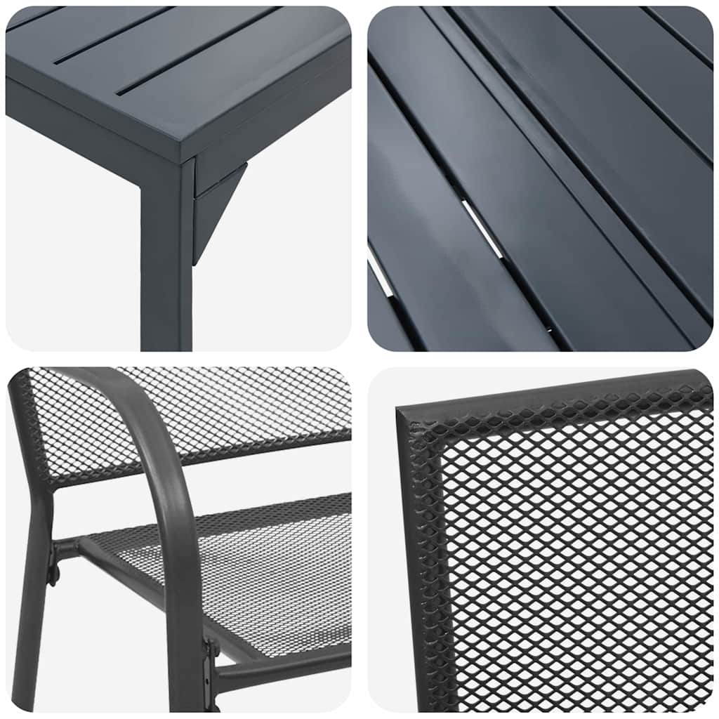 Garden Dining Set 9 pcs Anthracite Powder-coated Steel