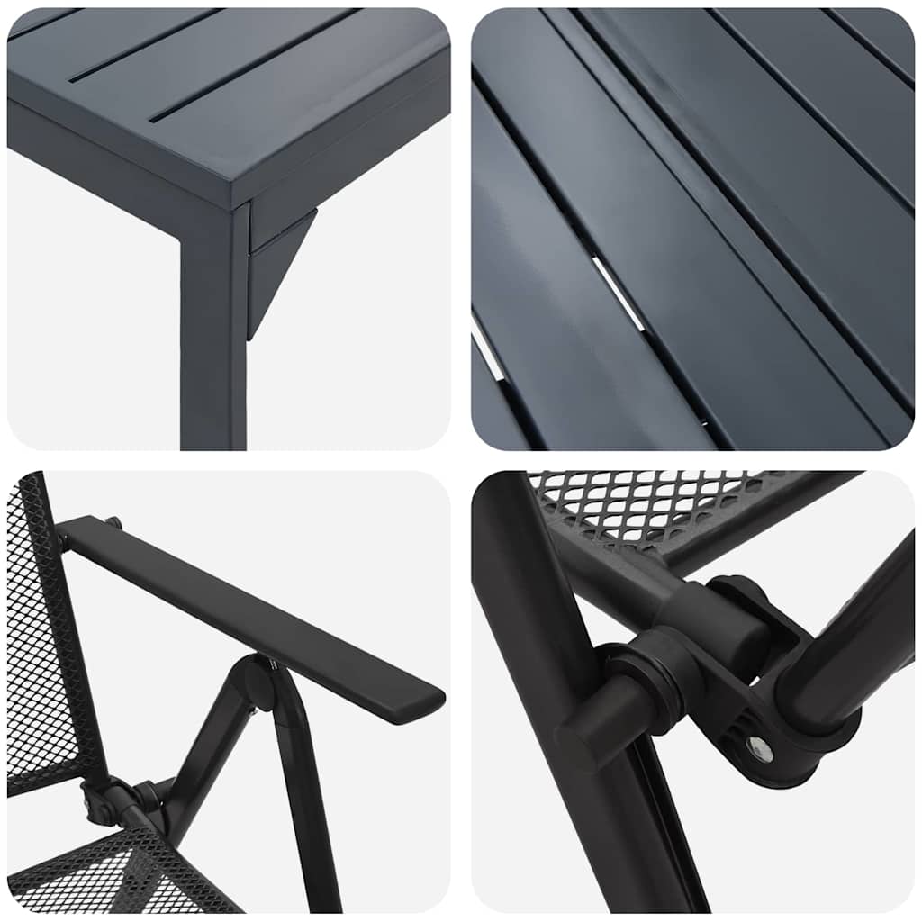 Garden Dining Set 7 pcs Anthracite Powder-coated Steel