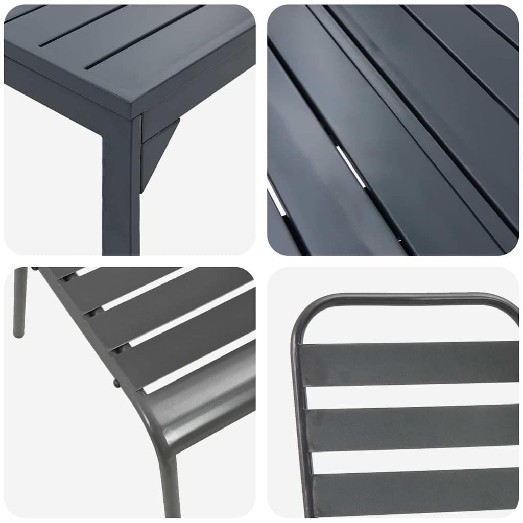 Garden Dining Set 9 pcs Anthracite Powder-coated Steel