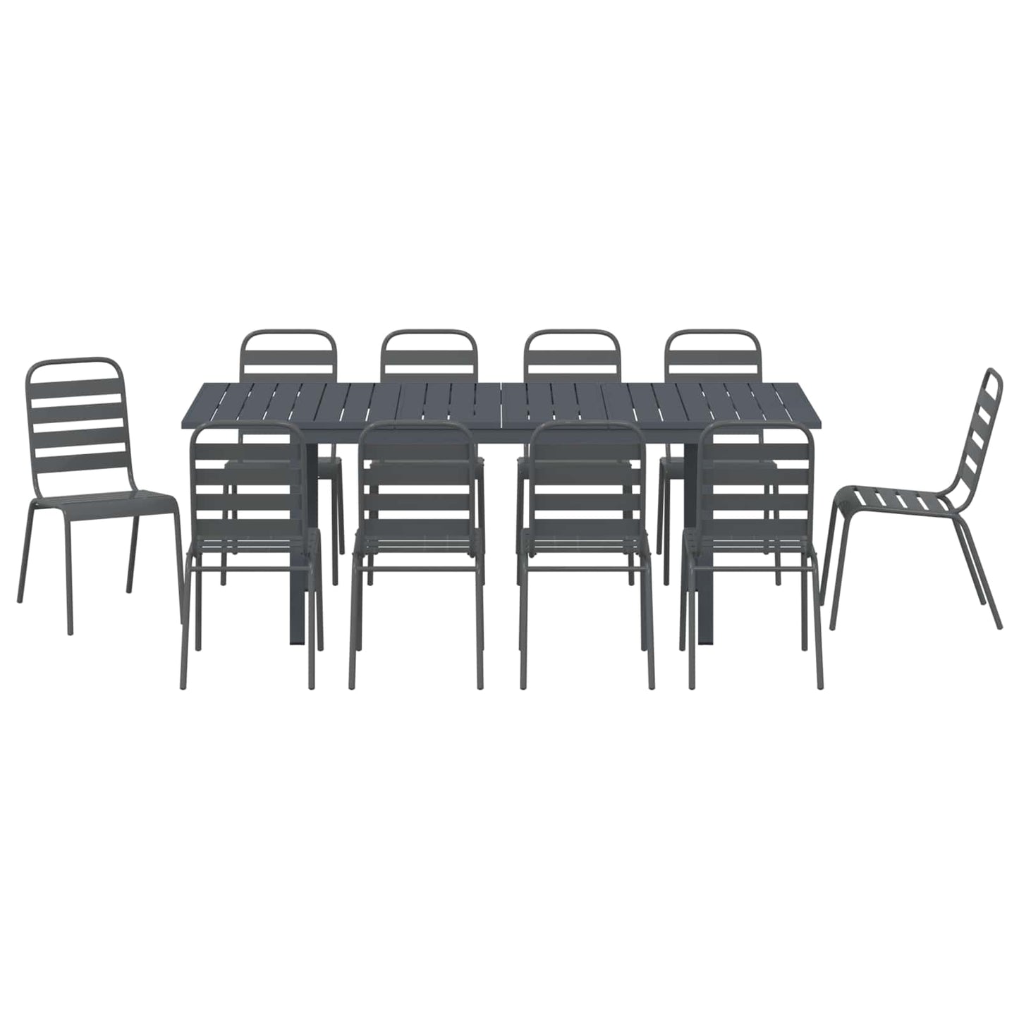 Garden Dining Set 11 pcs Anthracite Powder-coated Steel