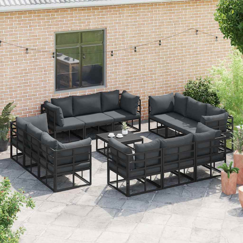 Garden Sofa Set 13 pcs Black Metal