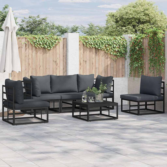 Garden Sofa Set 6 pcs Black Aluminium