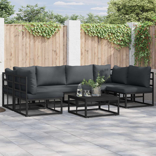 Garden Sofa Set 6 pcs Black Aluminium