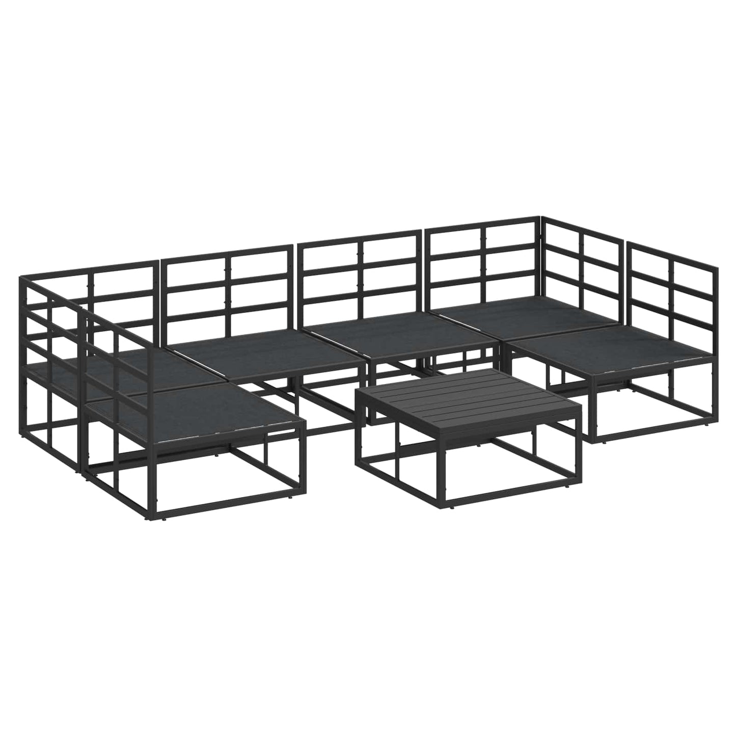 Garden Sofa Set with Cushion 7 pcs Black Aluminium