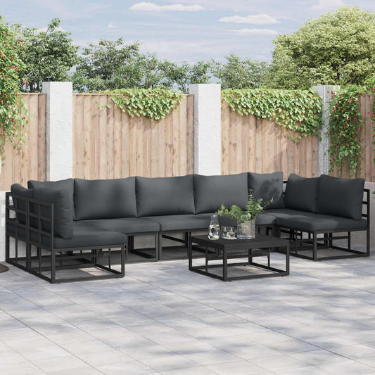 Garden Sofa Set 7 pcs Black Aluminium