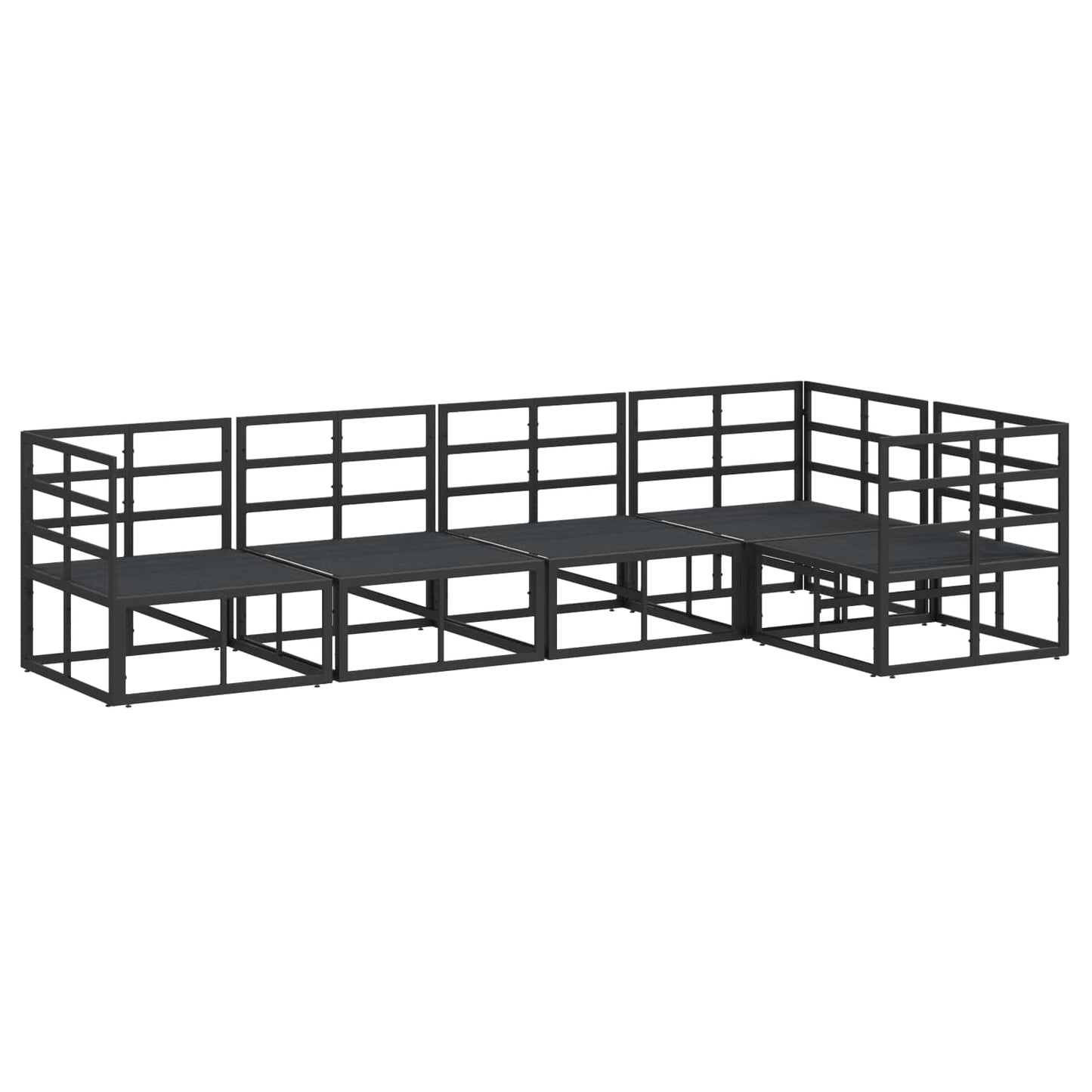 Garden Sofa Set with Cushion 5 pcs Black Aluminium