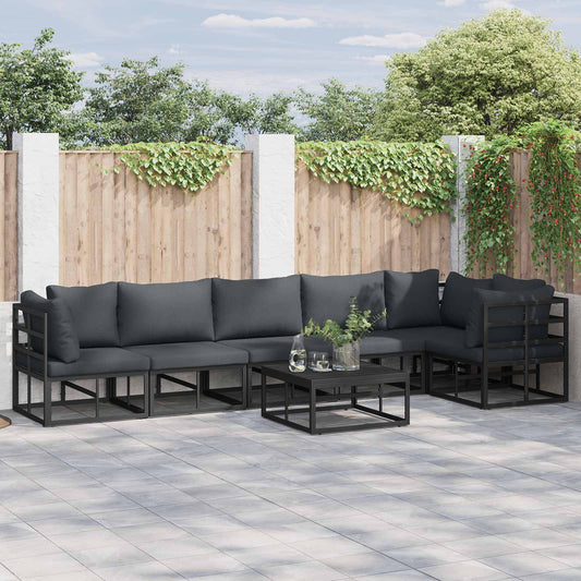 Garden Sofa Set 6 pcs Black Aluminium