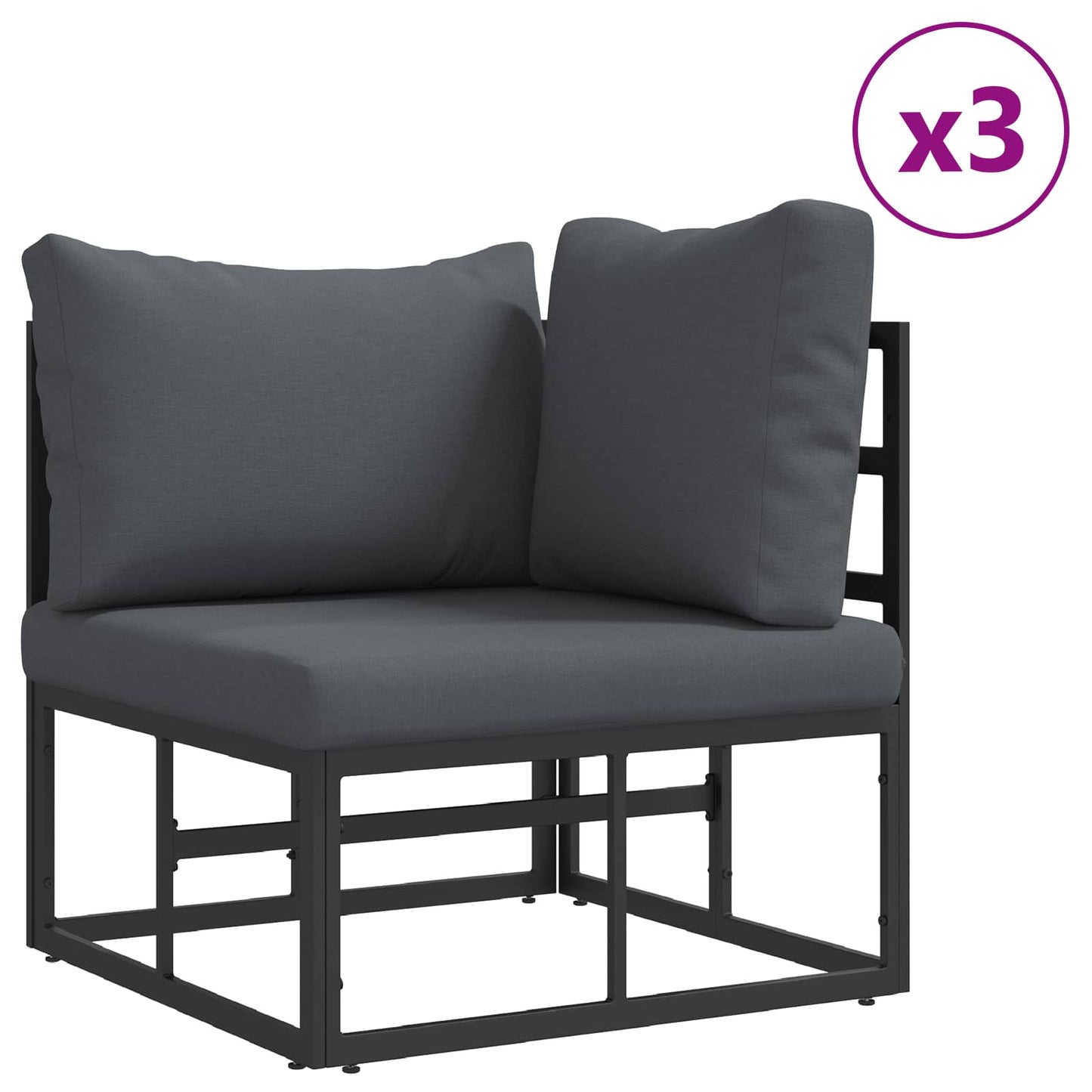 Garden Sofa Set with Cushion 7 pcs Black Aluminium