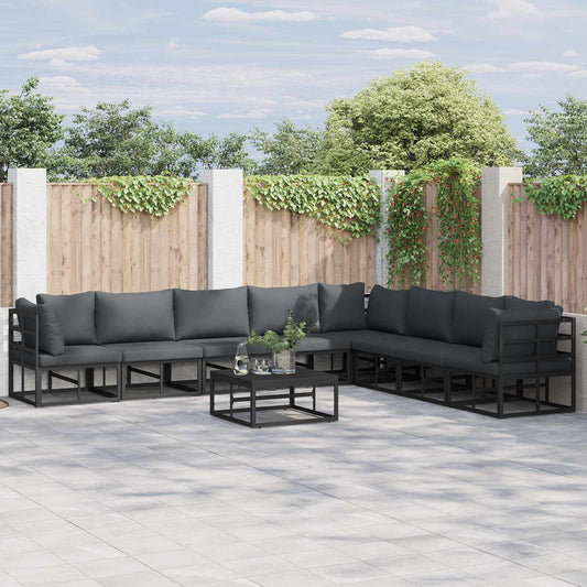 Garden Sofa Set 8 pcs Black Aluminium