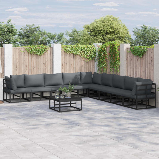 Garden Sofa Set 9 pcs Black Aluminium