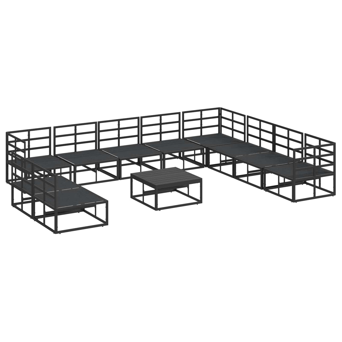 Garden Sofa Set with Cushion 11 pcs Black Aluminium