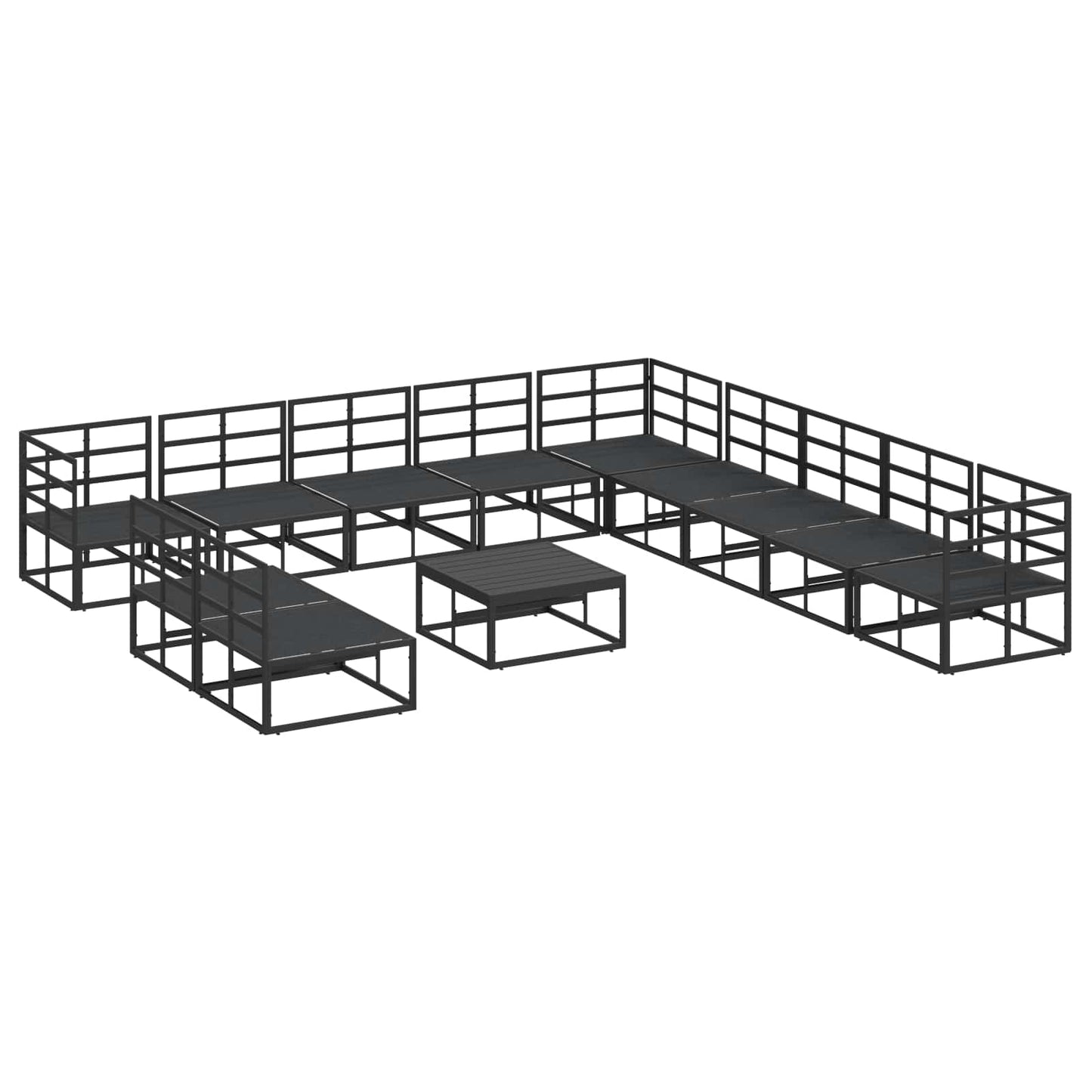 Garden Sofa Set with Cushion 12 pcs Black Aluminium