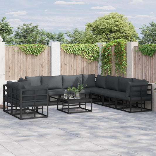 Garden Sofa Set 9 pcs Black Aluminium