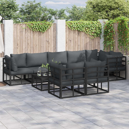 Garden Sofa Set 8 pcs Black Aluminium