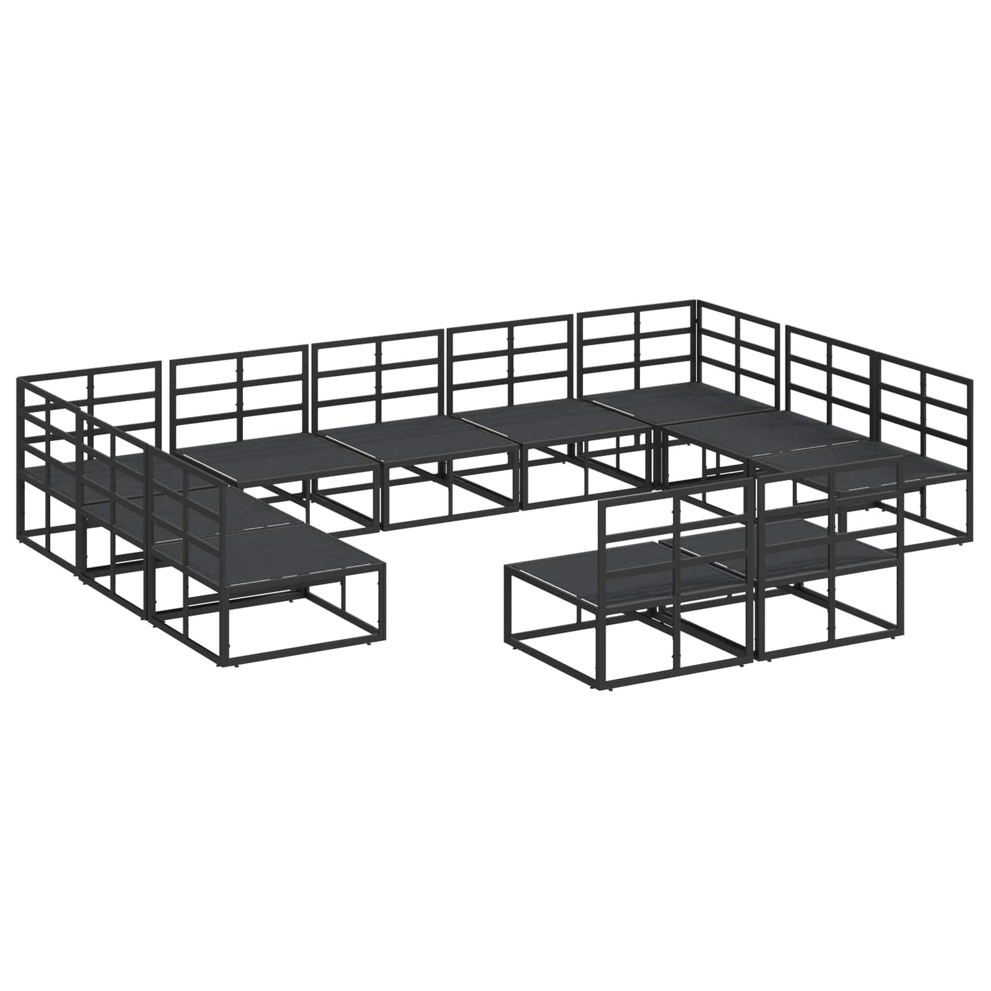Garden Sofa Set with Cushion 11 pcs Black Aluminium