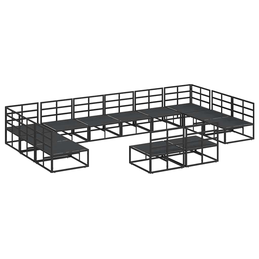Garden Sofa Set with Cushion 12 pcs Black Aluminium