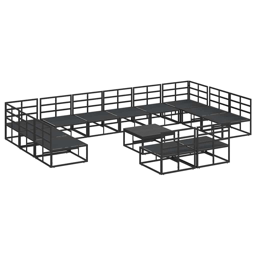 Garden Sofa Set with Cushion 13 pcs Black Aluminium