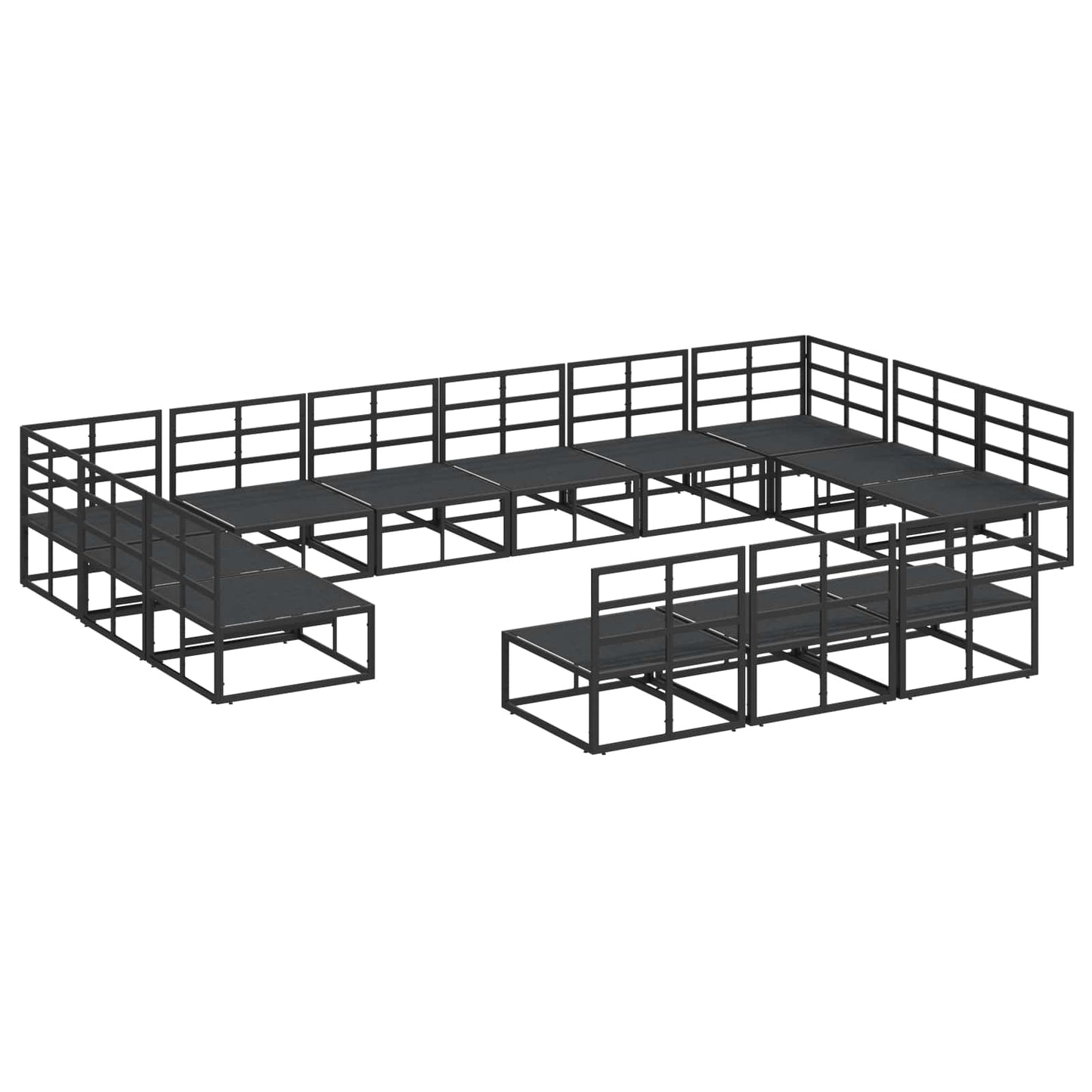 Garden Sofa Set with Cushion 13 pcs Black Aluminium