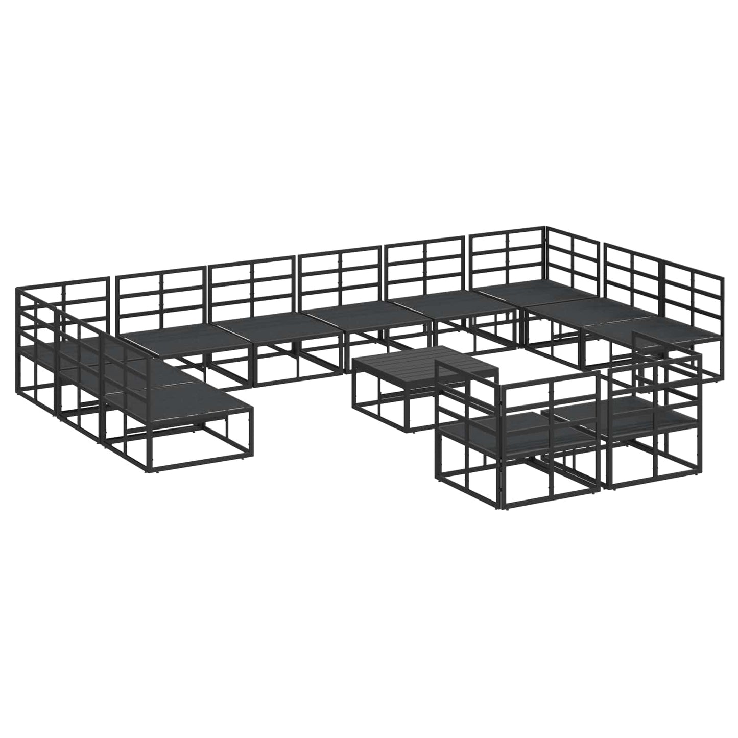 Garden Sofa Set with Cushion 13 pcs Black Aluminium