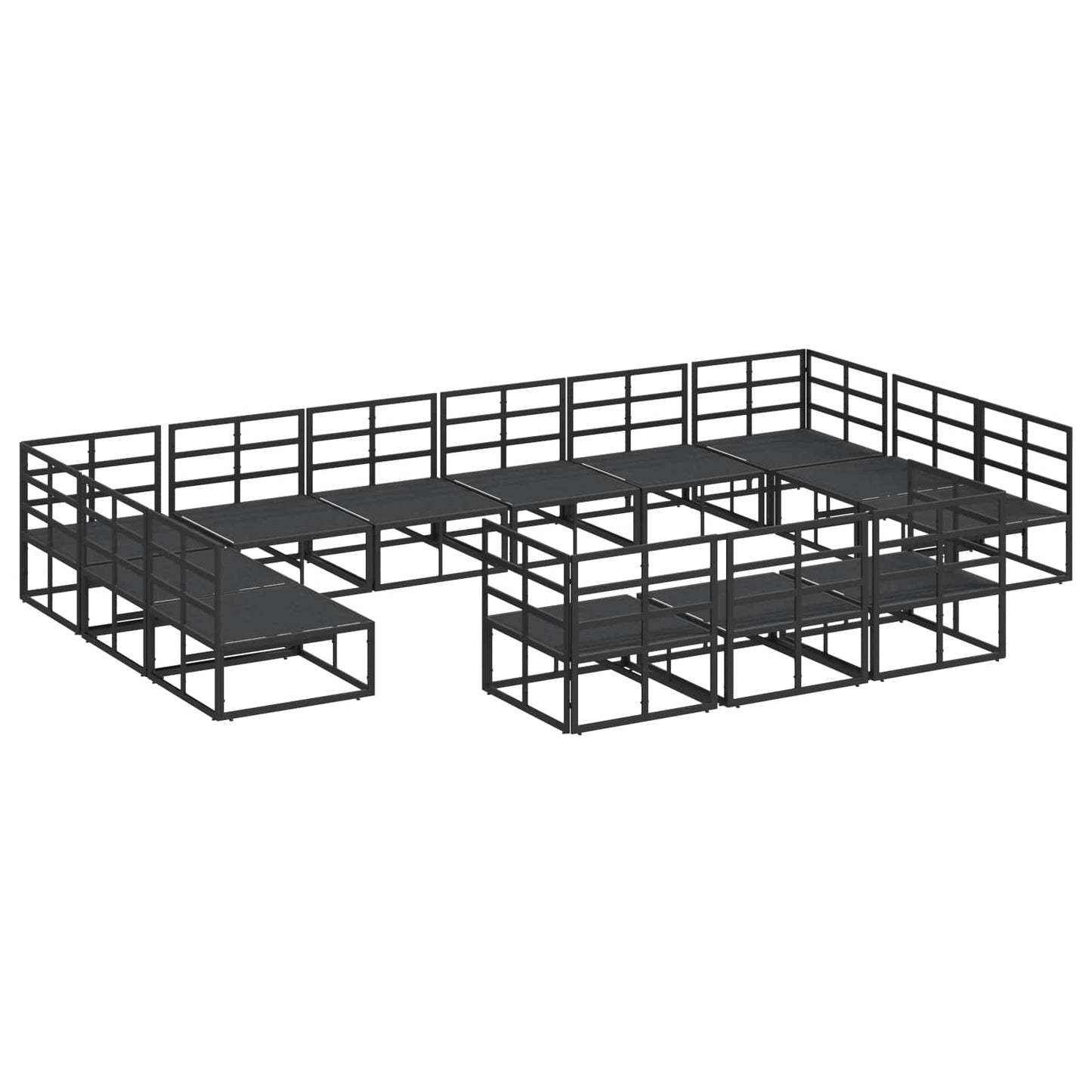 Garden Sofa Set with Cushion 13 pcs Black Aluminium