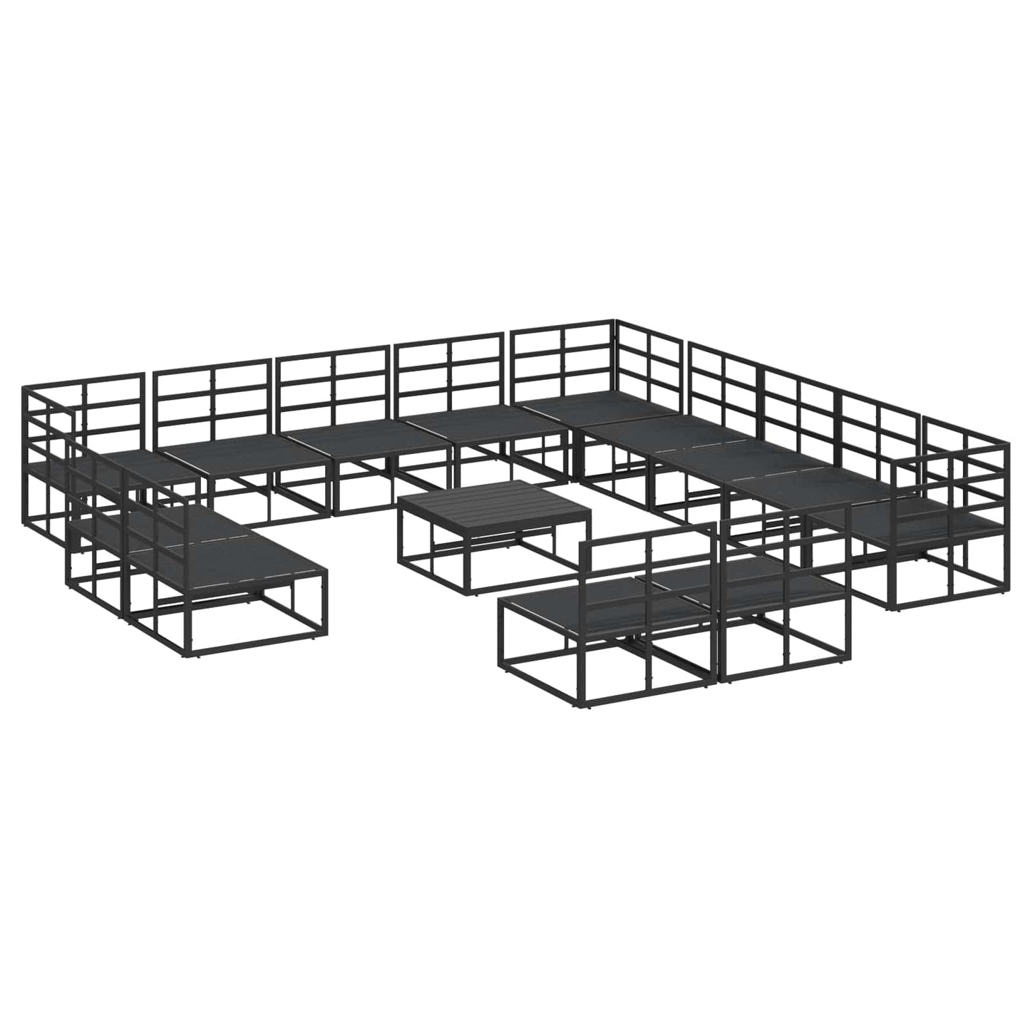 Garden Sofa Set with Cushion 14 pcs Black Aluminium