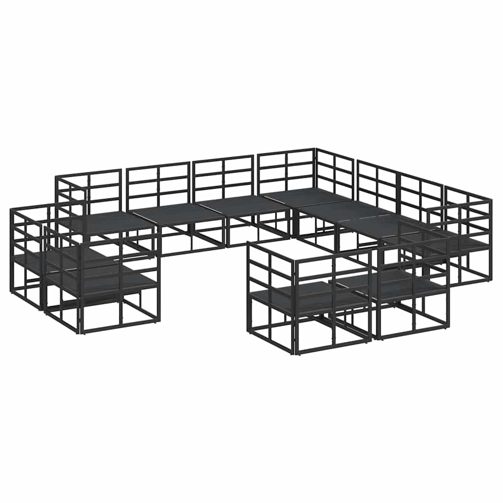Garden Sofa Set with Cushion 11 pcs Black Aluminium