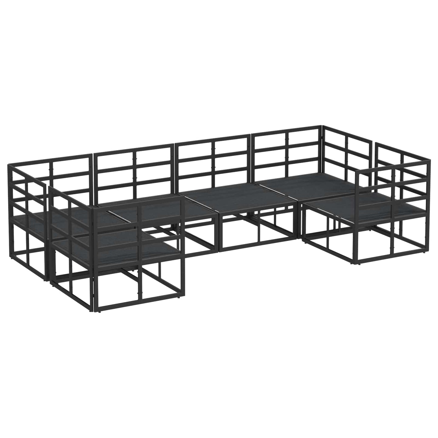 Garden Sofa Set with Cushion 6 pcs Black Aluminium