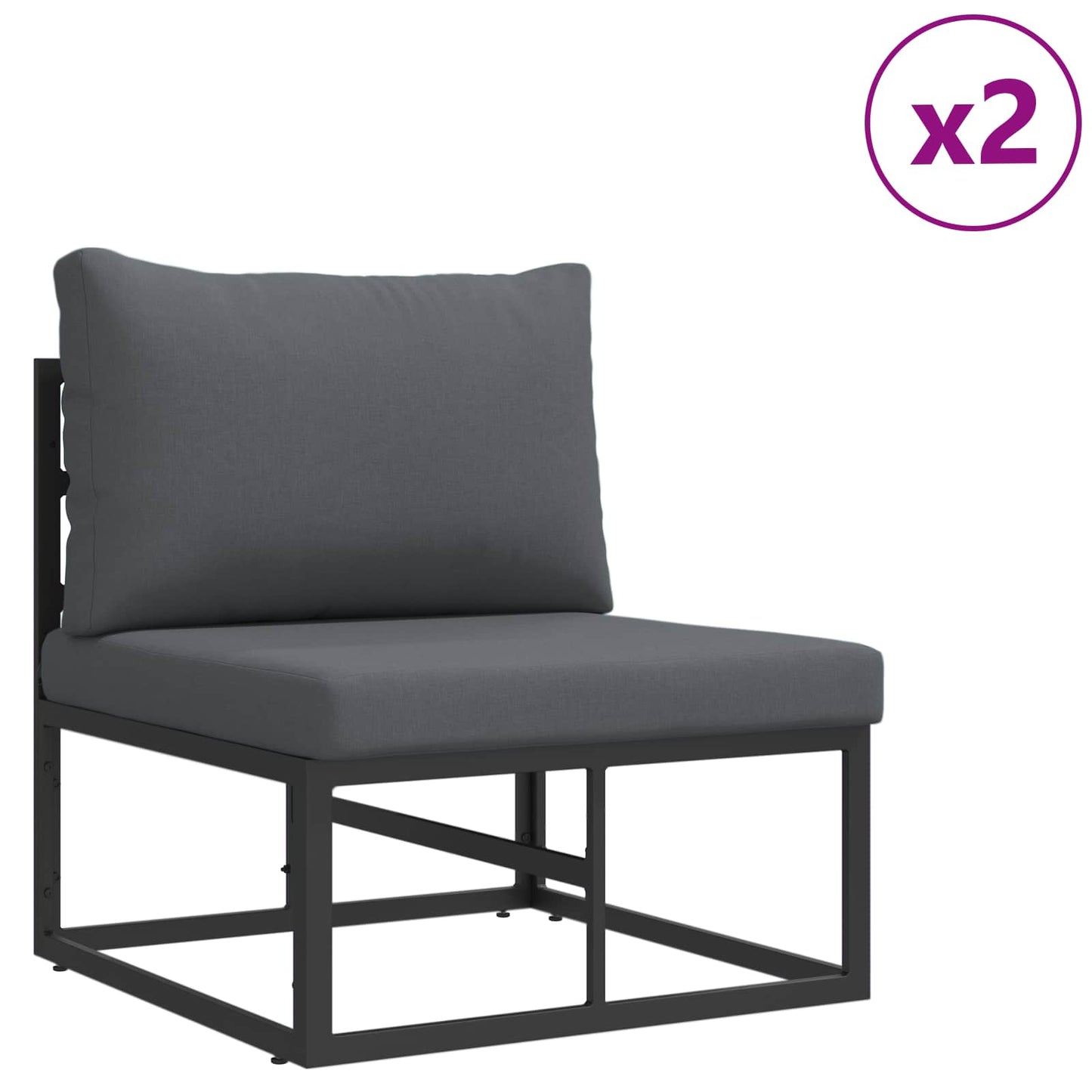Garden Sofa Set with Cushion 7 pcs Black Aluminium