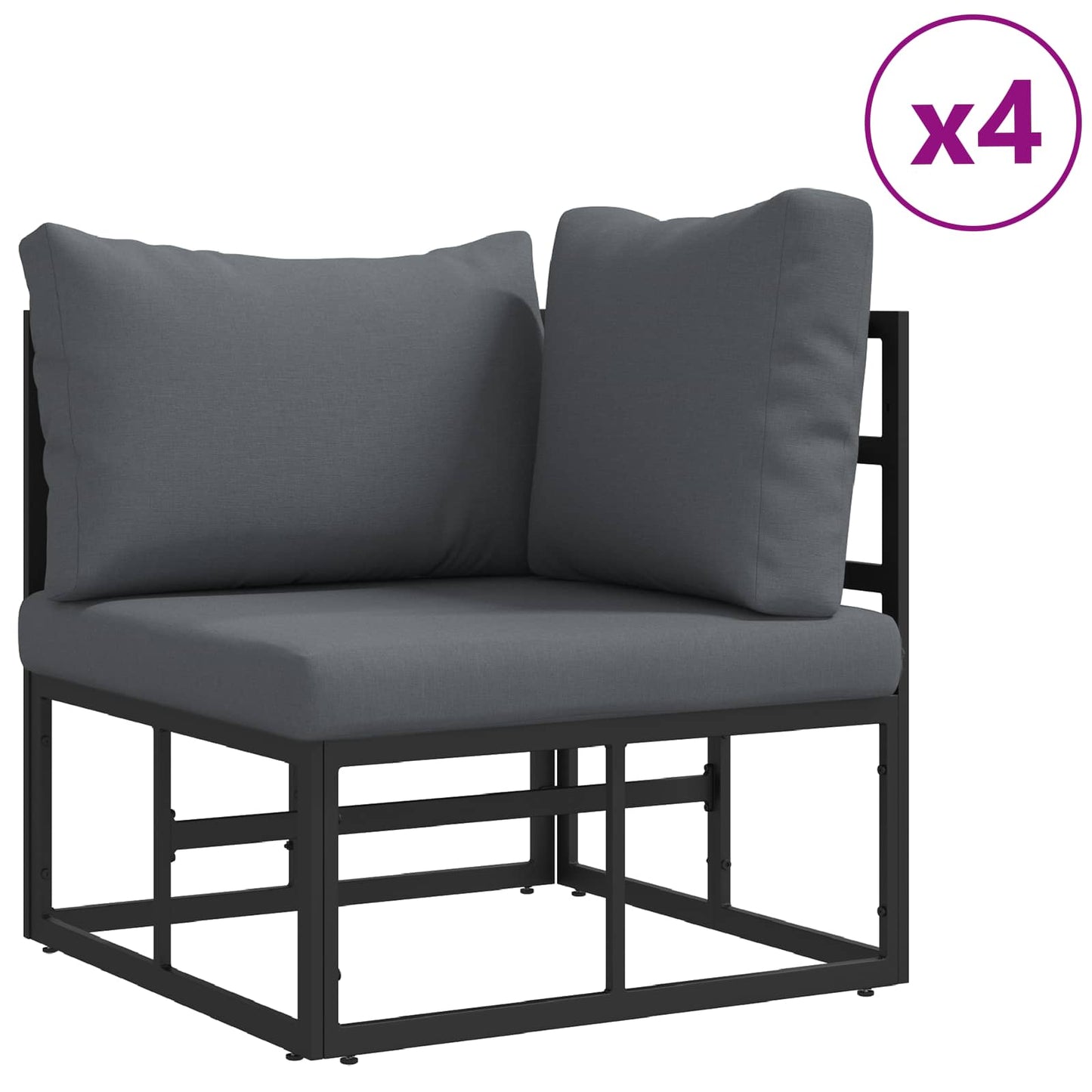 Garden Sofa Set with Cushion 7 pcs Black Aluminium