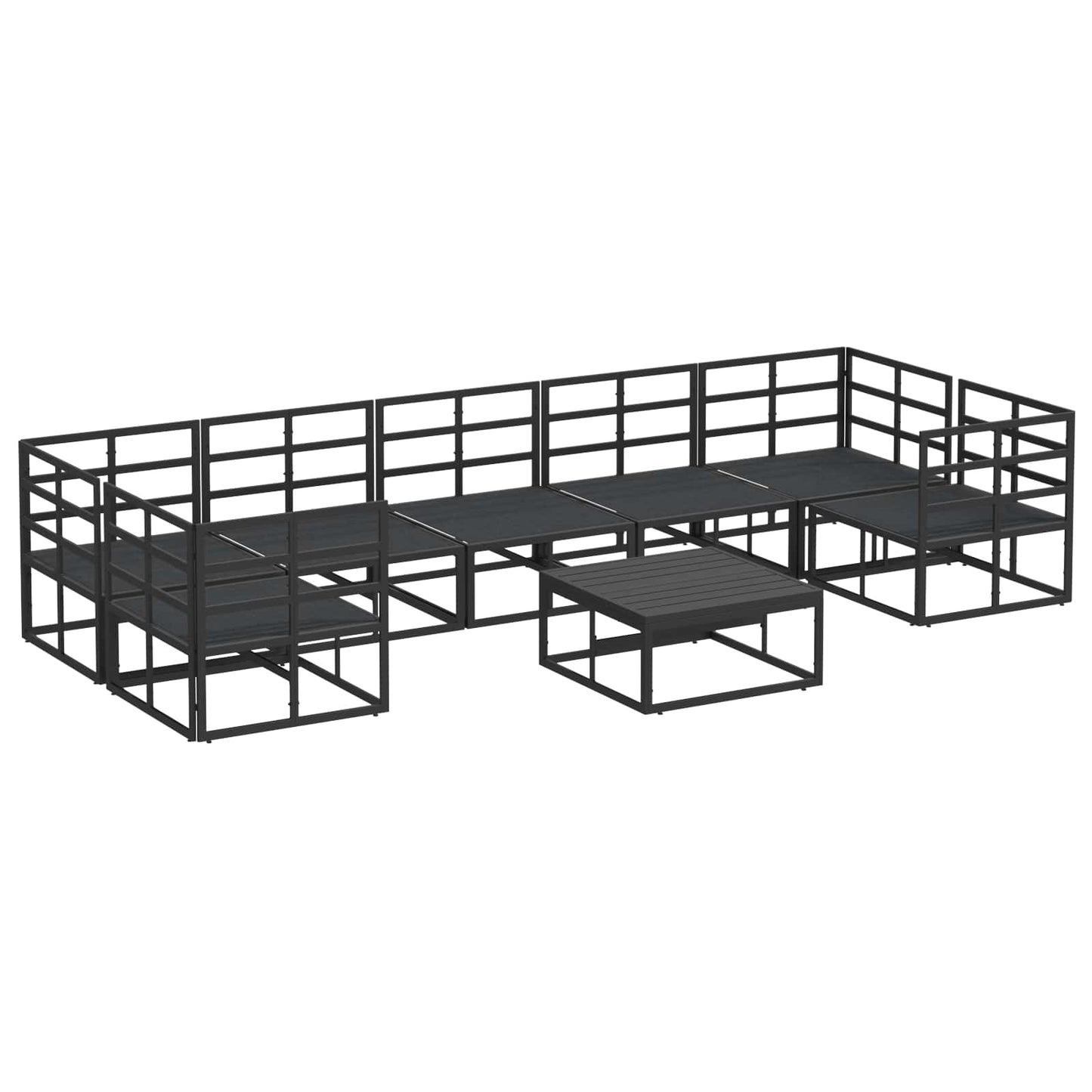 Garden Sofa Set with Cushion 8 pcs Black Aluminium