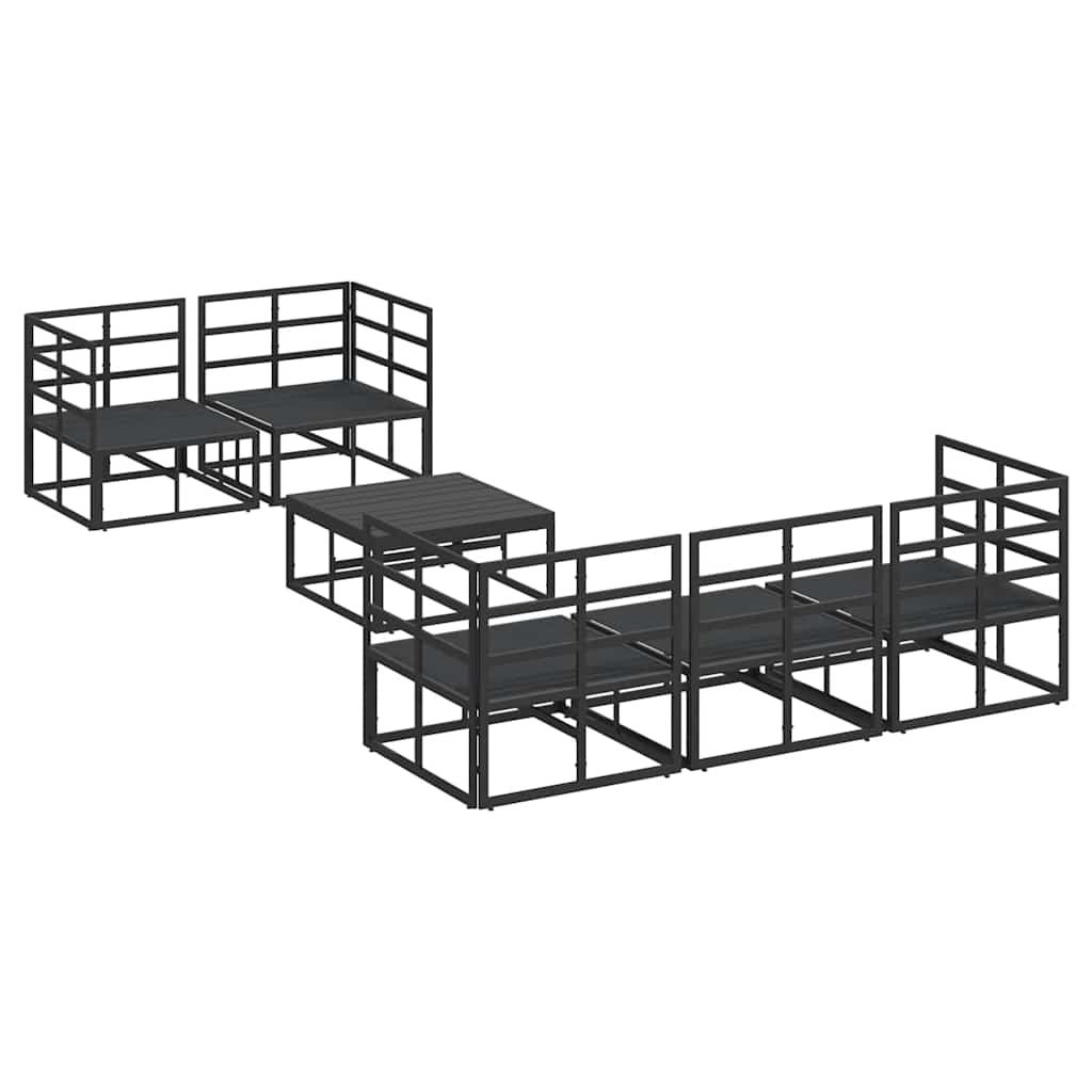 Garden Sofa Set with Cushion 6 pcs Black Steel