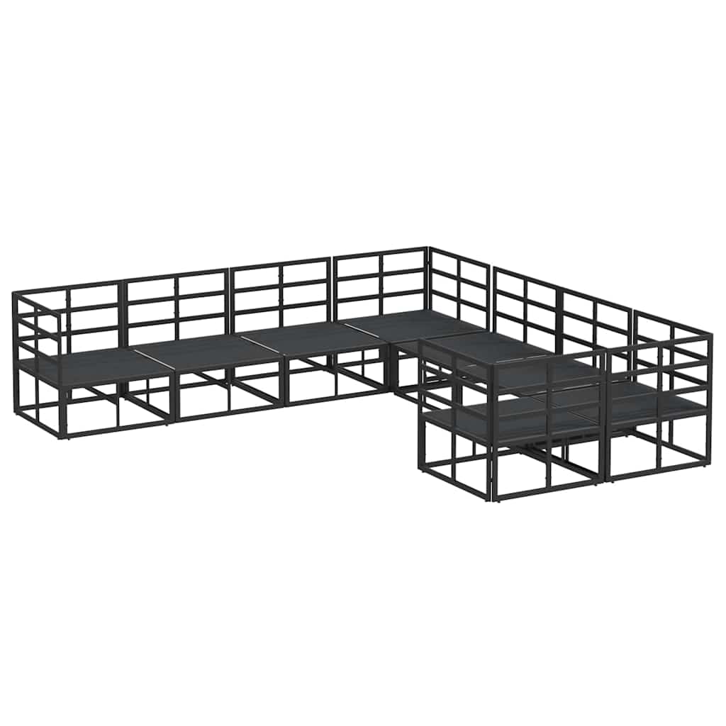 Garden Sofa Set with Cushion 8 pcs Black Steel