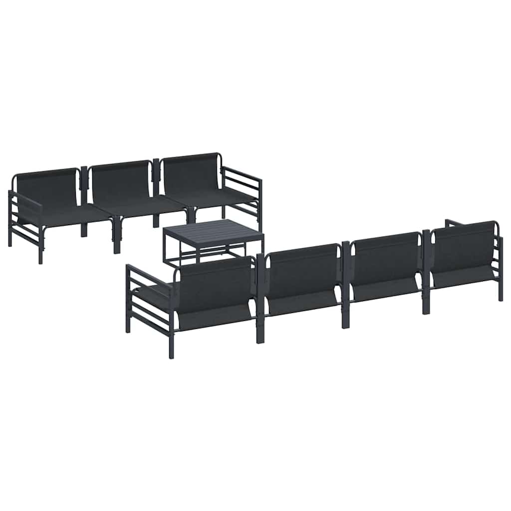 Garden Sofa Set with Cushion 8 pcs Black Steel