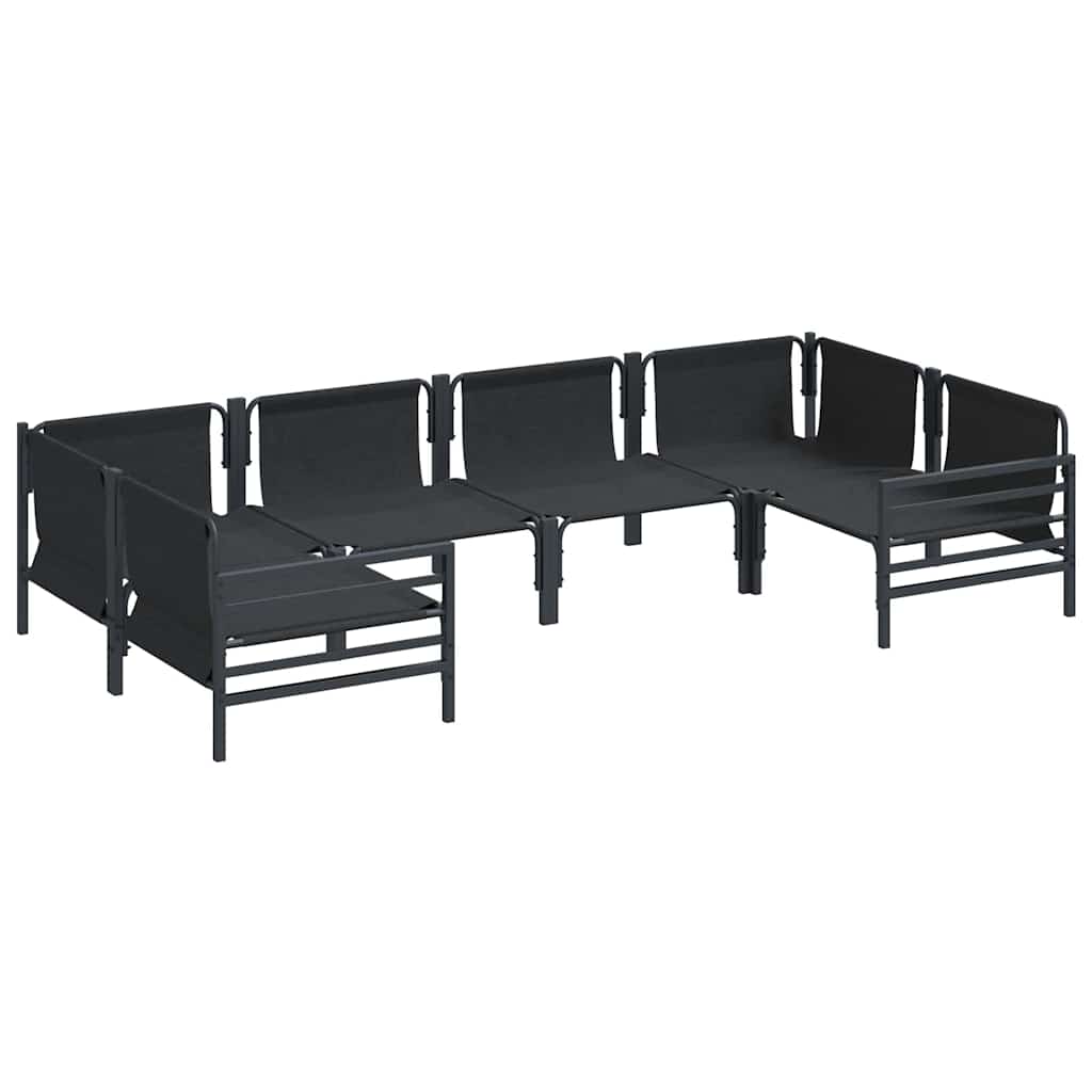 Garden Sofa Set with Cushion 6 pcs Black Steel