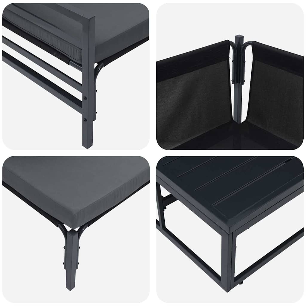 Garden Sofa Set with Cushion 8 pcs Black Steel