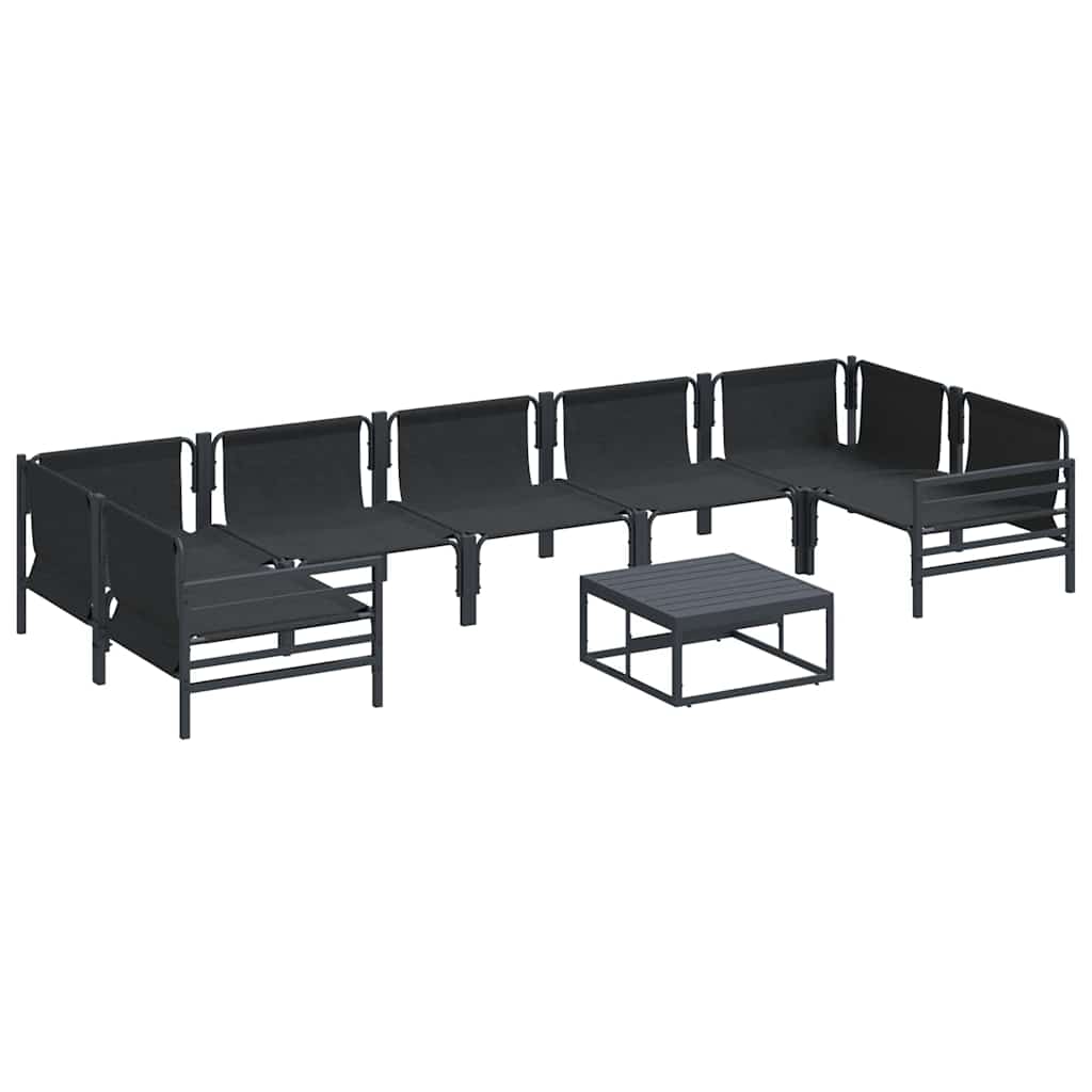 Garden Sofa Set with Cushion 8 pcs Black Steel