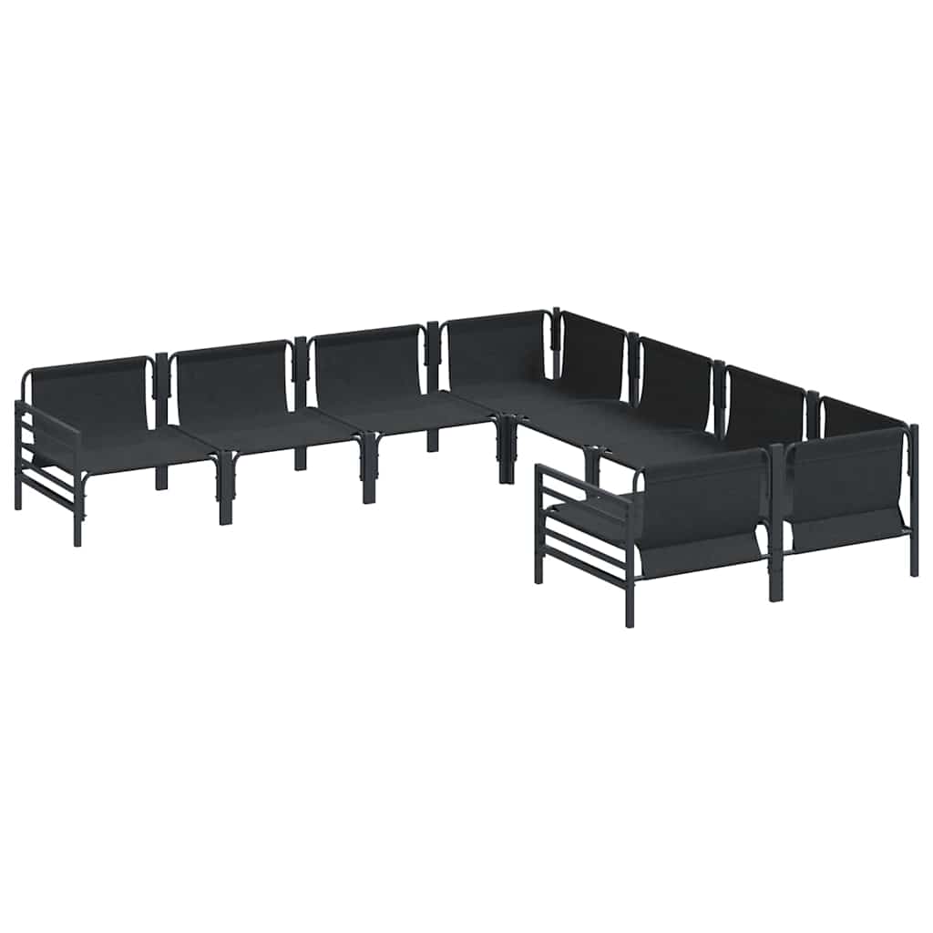Garden Sofa Set with Cushion 8 pcs Black Steel
