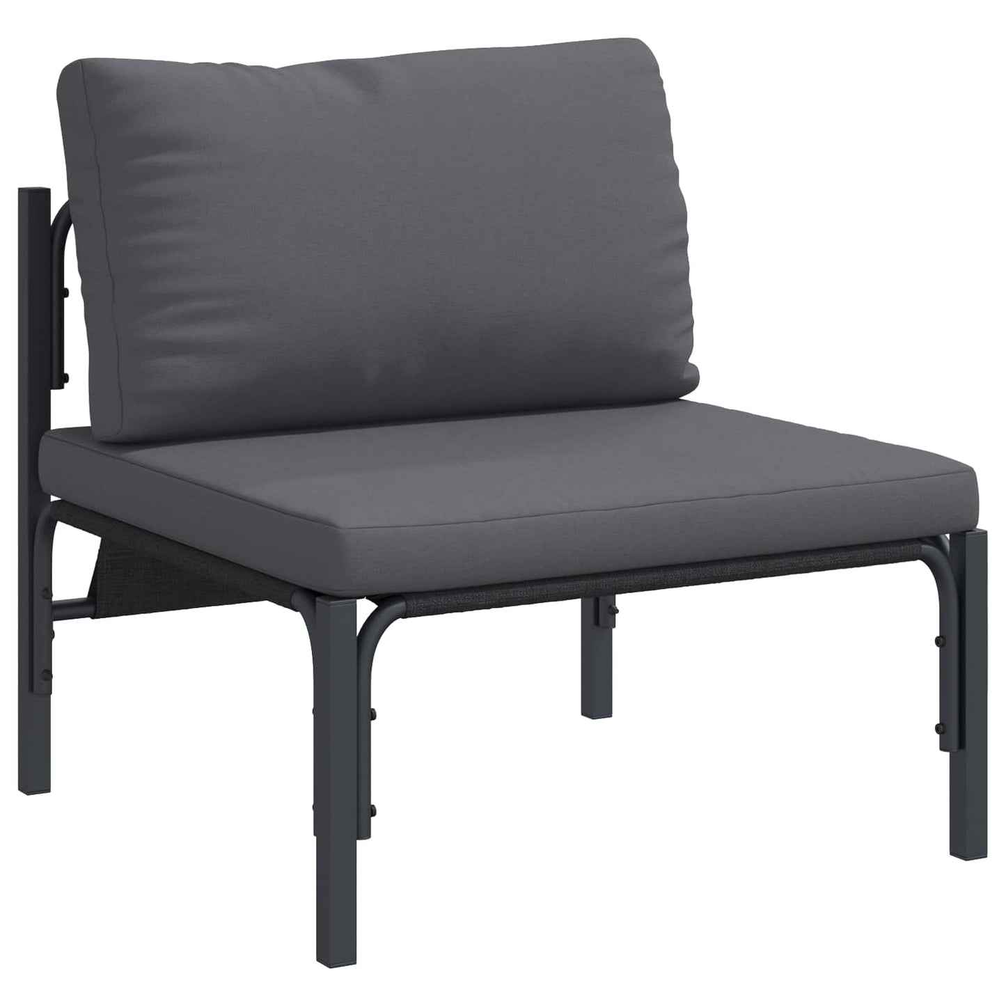 Garden Sofa Set with Cushion 7 pcs Black Steel
