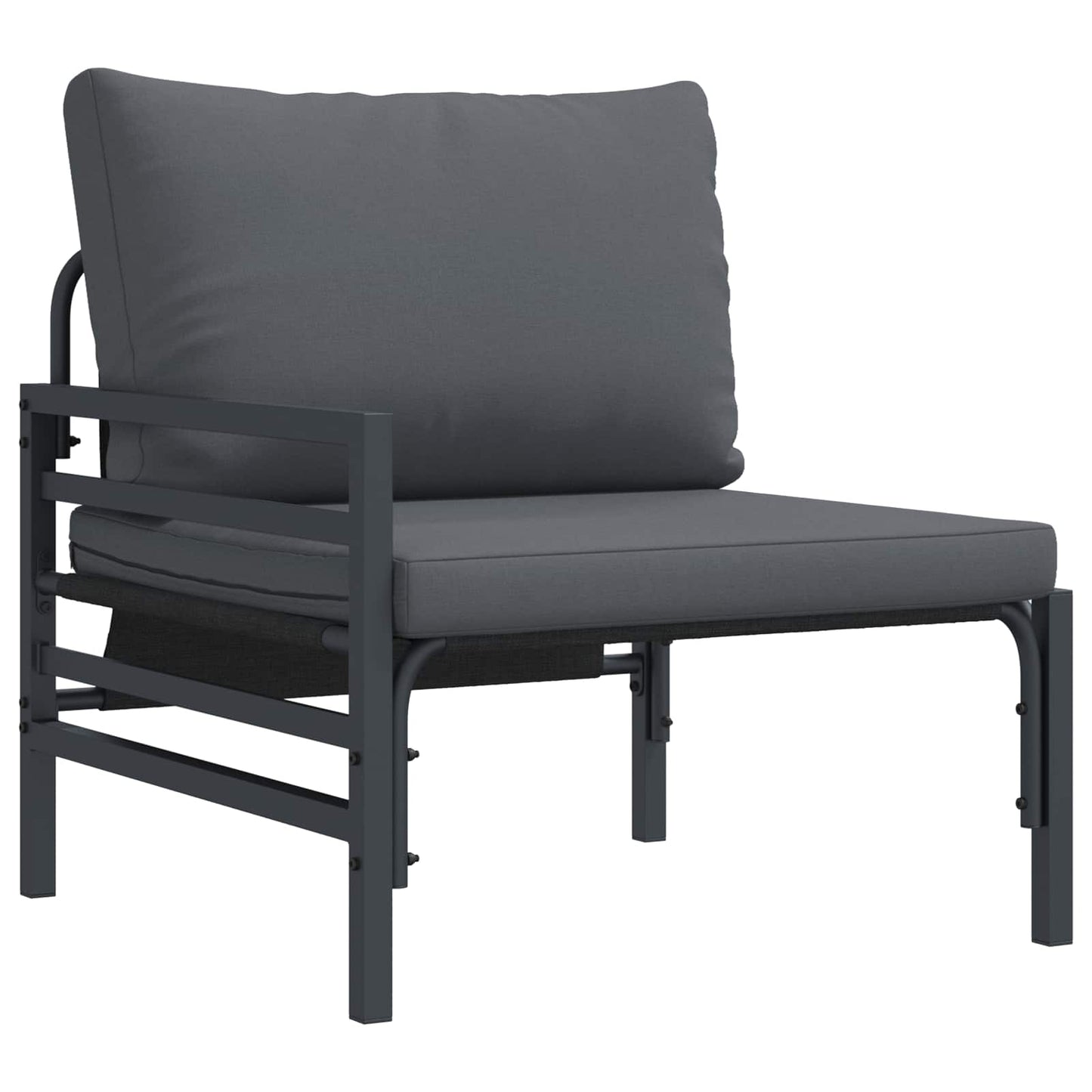Garden Sofa Set with Cushion 7 pcs Black Steel