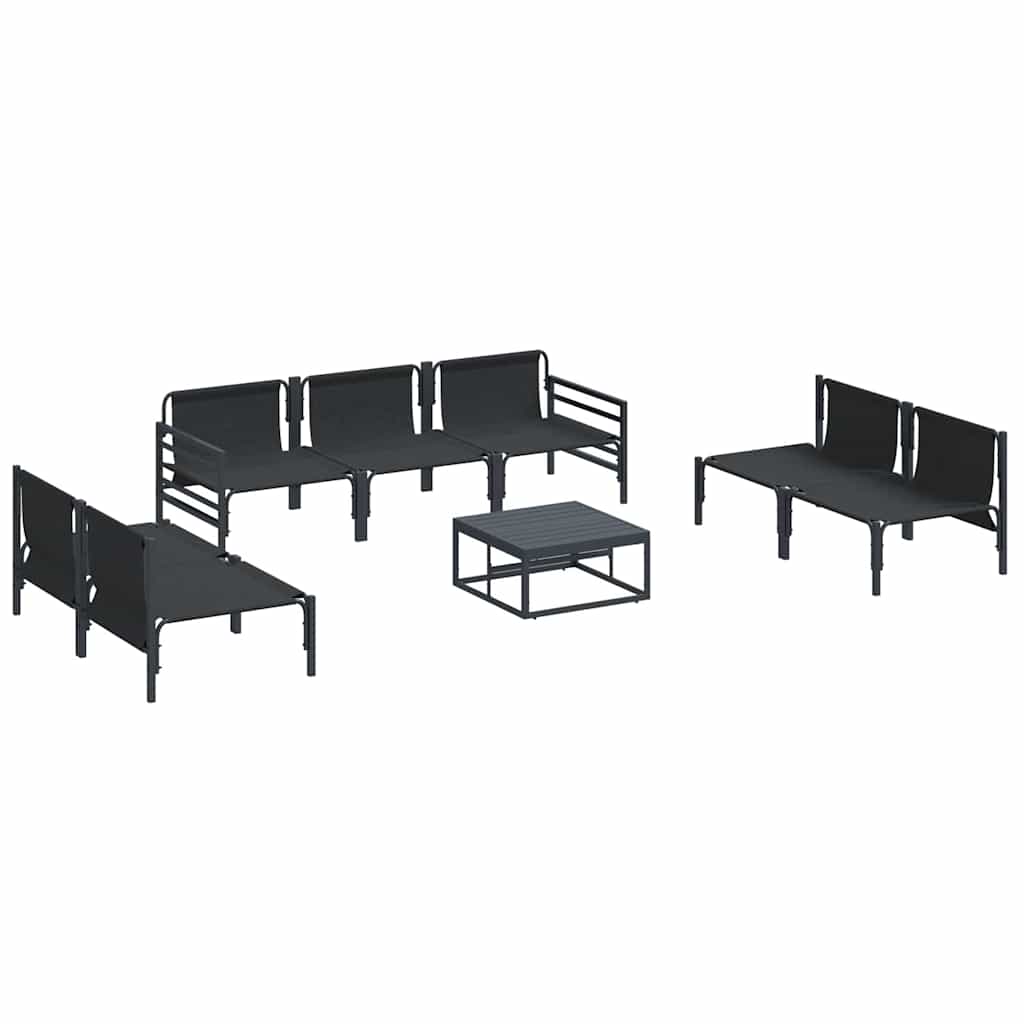 Garden Sofa Set with Cushion 8 pcs Black Steel