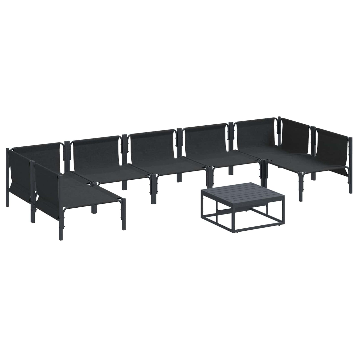 Garden Sofa Set with Cushion 8 pcs Black Steel