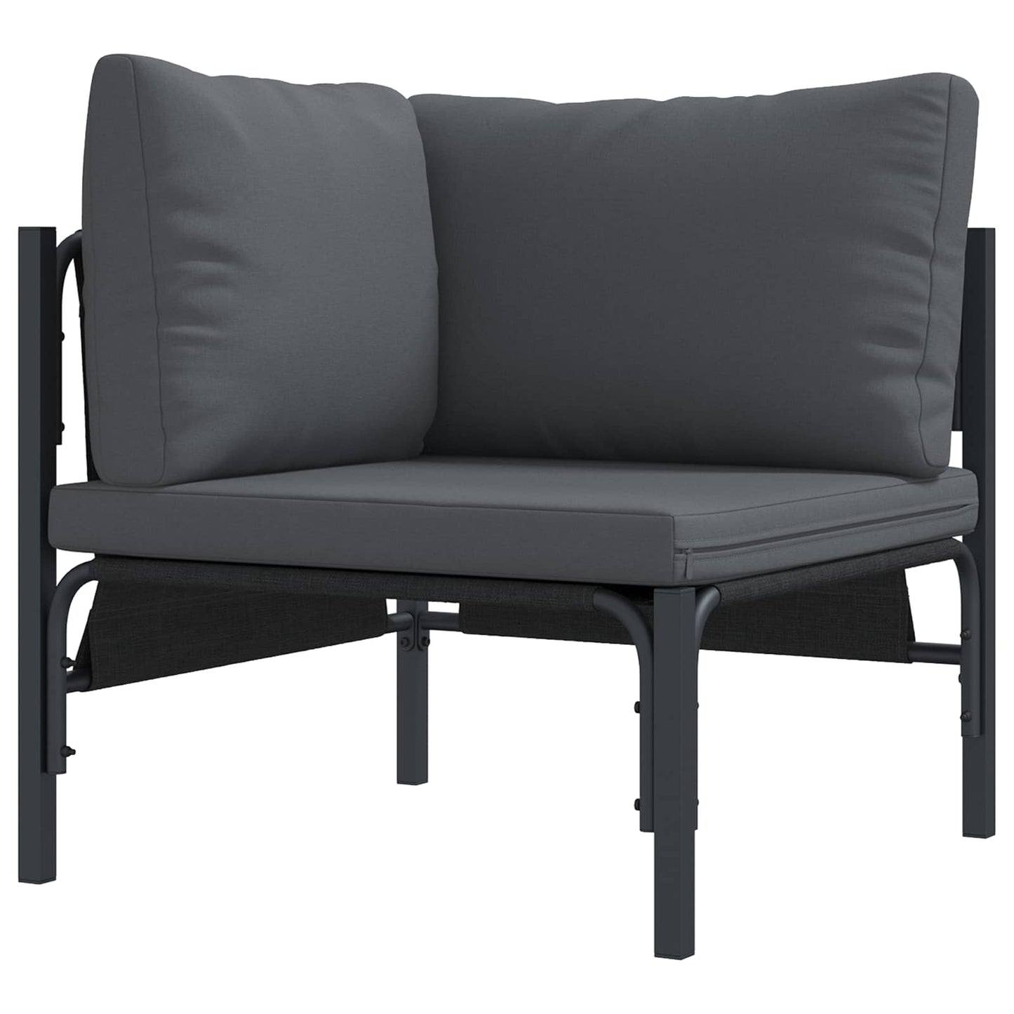 Garden Sofa Set with Cushion 8 pcs Black Steel