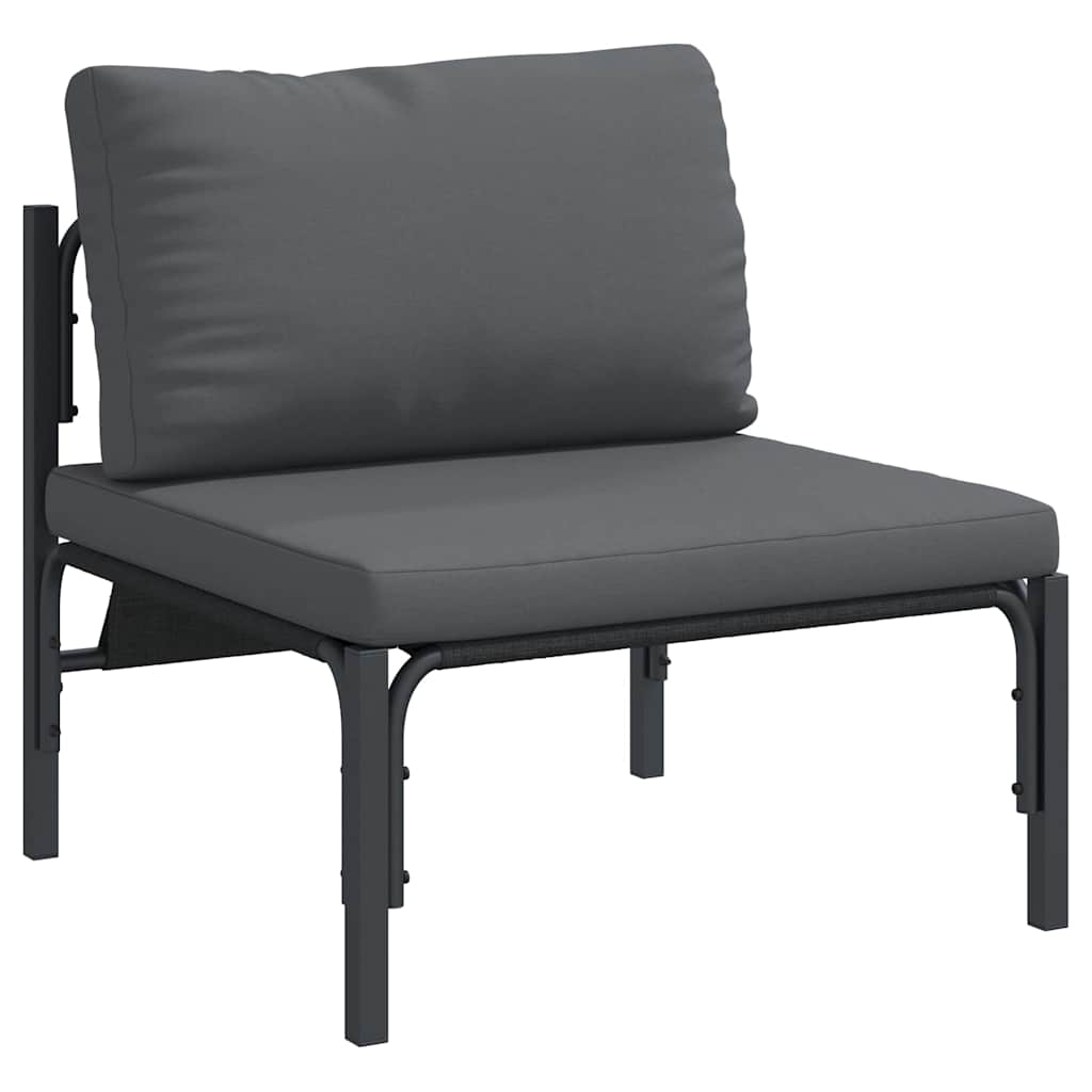 Garden Sofa Set with Cushion 4 pcs Black Steel