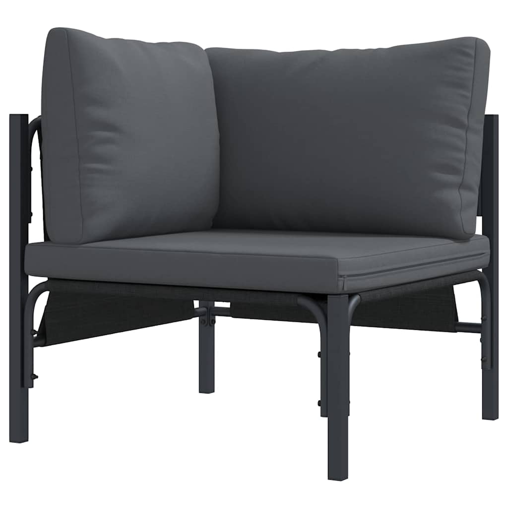 Garden Sofa Set with Cushion 4 pcs Black Steel