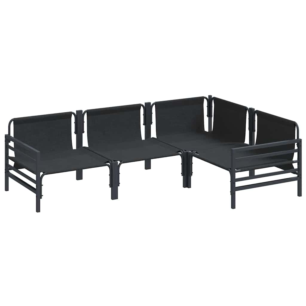 Garden Sofa Set with Cushion 4 pcs Black Steel