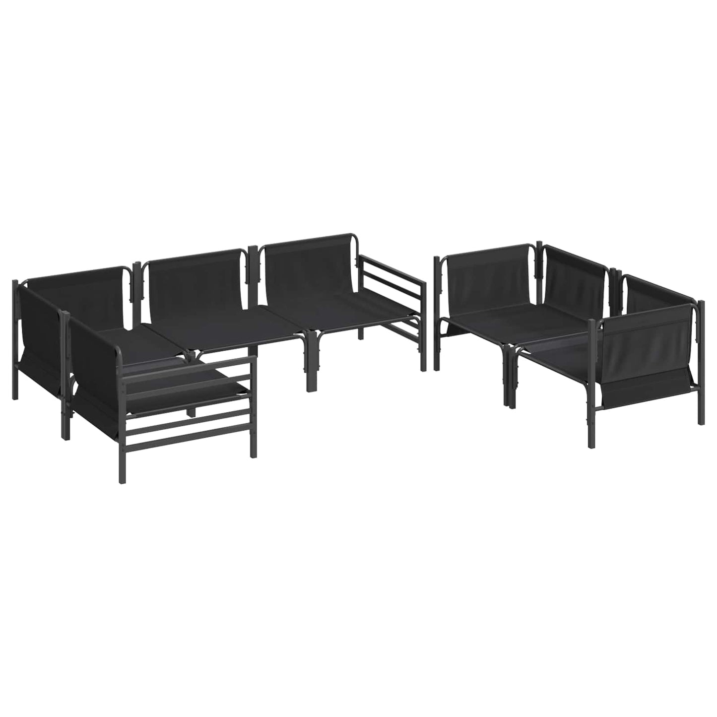 Garden Sofa Set with Cushion 6 pcs Black Steel
