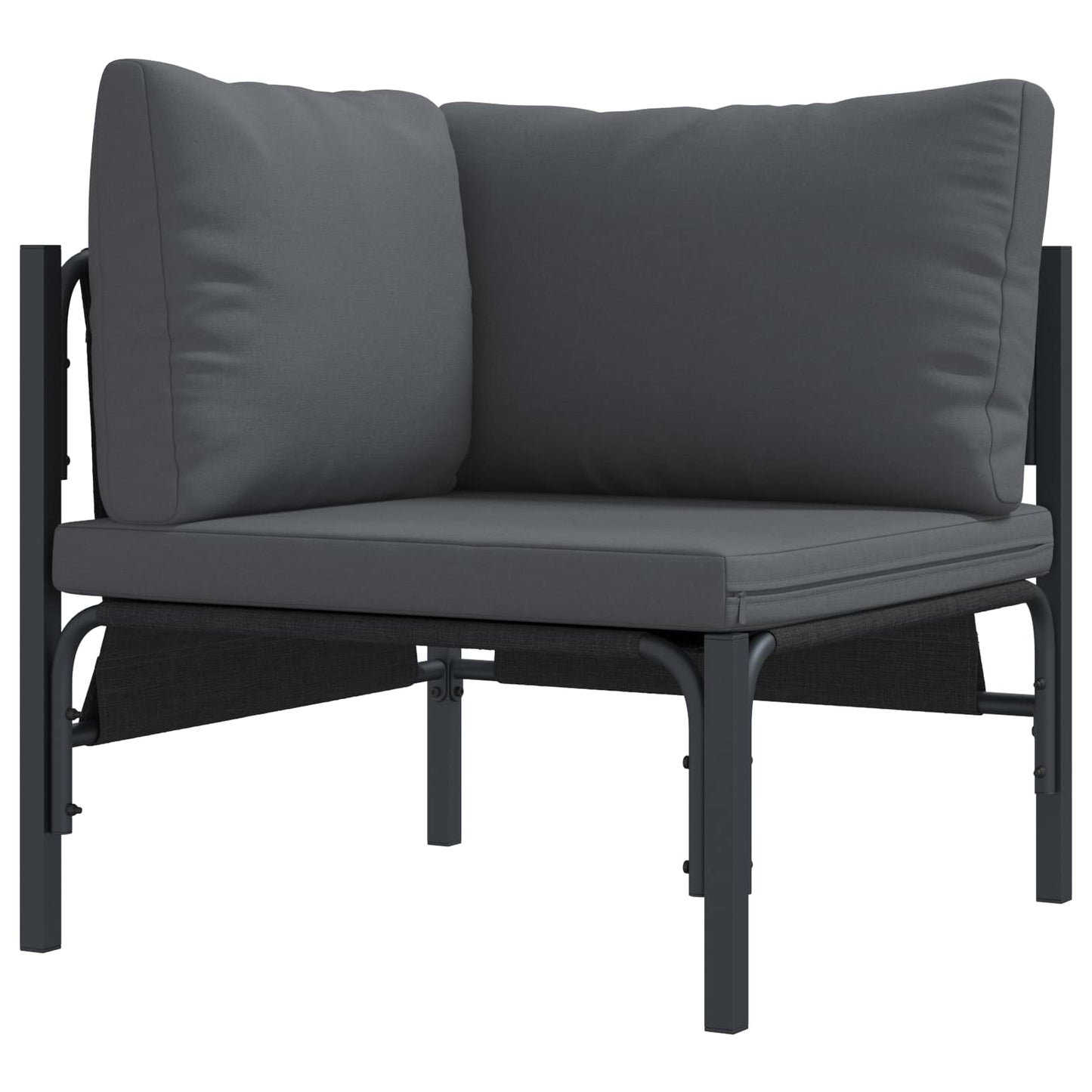 Garden Sofa Set with Cushion 5 pcs Black Steel