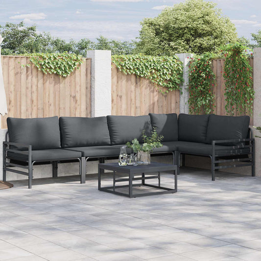 Garden Sofa Set 6 pcs Black Steel