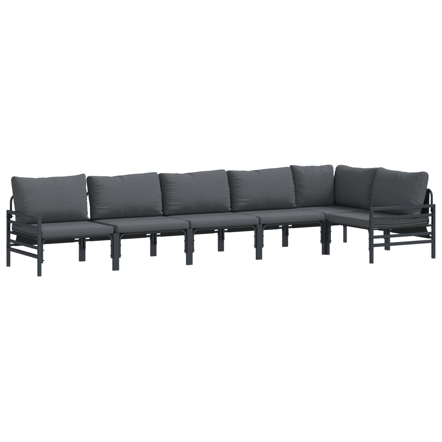 Garden Sofa Set with Cushion 6 pcs Black Steel