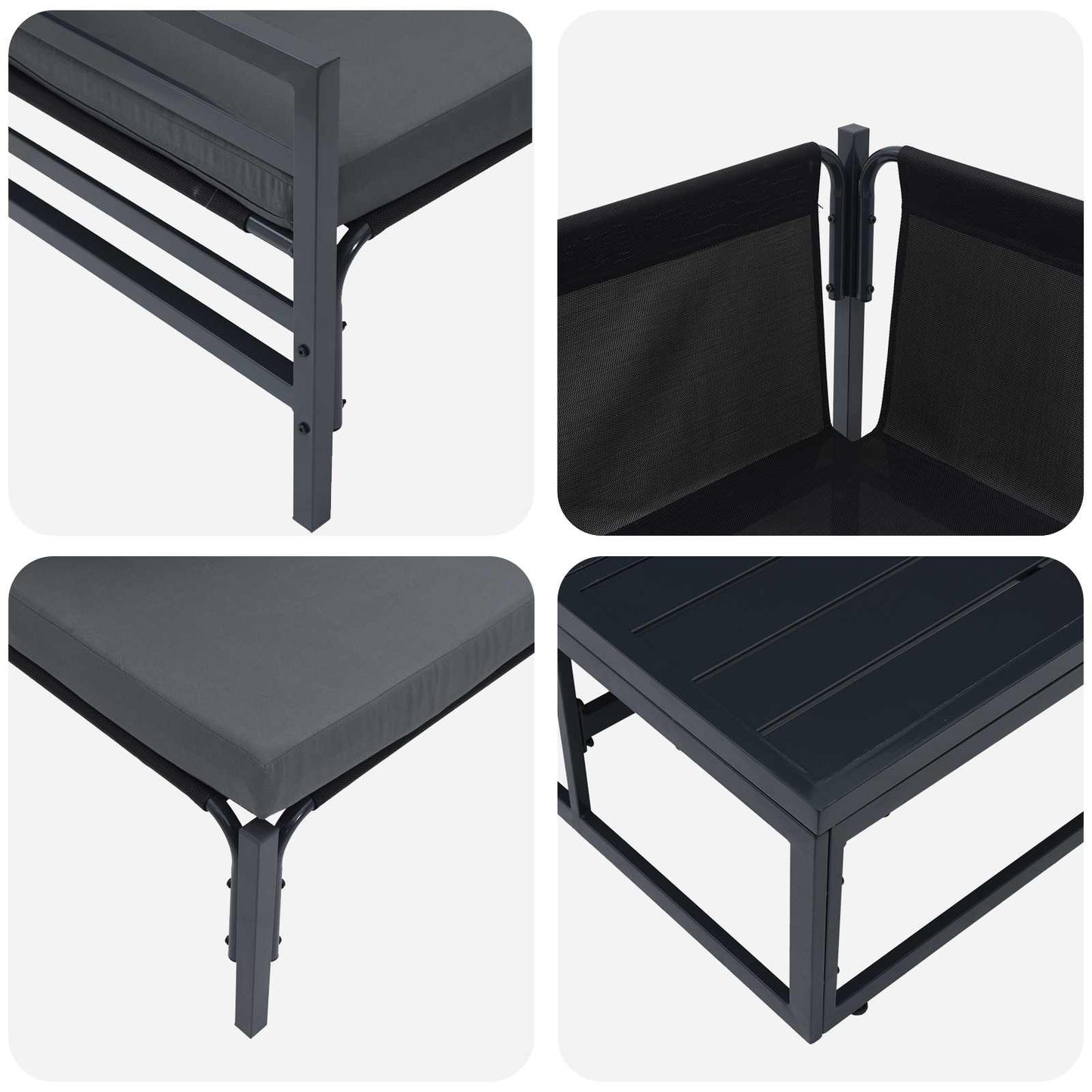 Garden Sofa Set with Cushion 7 pcs Black Steel